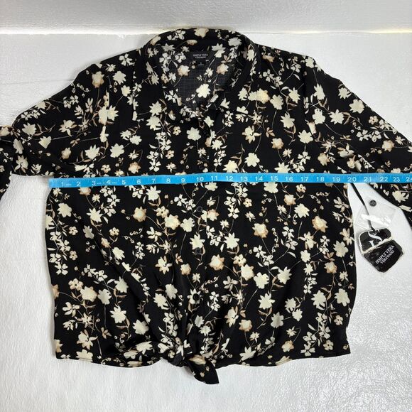 Simply Vera Vera Wang Black and Cream Floral Button Down Shirt Sz S NWT - Picture 8 of 12